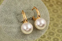 Сережки Xuping Jewelry страйт англійський з перлиною 12 мм 2,5 см золотисті - мініатюра 2