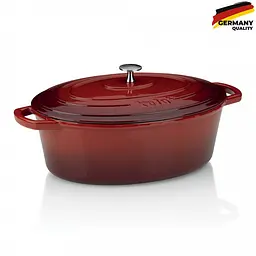 Гусятниця чавунна з кришкою KELA Calido (11942) 33х26х12 см 6 л червона