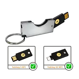 Захисний алюмінієвий чохол для ключа YubiKey 5 / 5C / Security Key NFC з брелком, Срібний, 1 шт - мініатюра 4