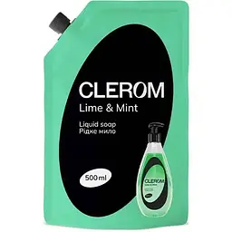 Мило рідке CLEROM 500мл дой-пак Lime and mint