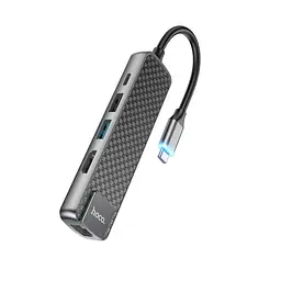 Розгалужувач хаб - мультиадаптер Hoco HB23 Easy view - Type-C to 4K HDMI LAN 60W - мініатюра 3