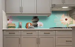 Кухонний фартух Камені і Квіти вінілова наклейка для кухні Абстракція Блакитний Happy Pocket Z181394 - мініатюра 5