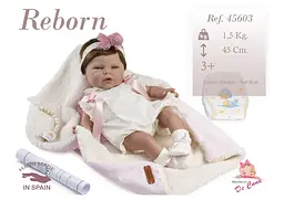 Лялька Munecas De Cuna Reborn з рожевою пов'язкою 45 см (45603) - мініатюра 2