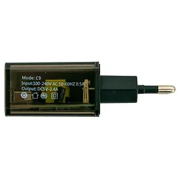 Адаптер мережевий Awei C9, USB зарядний блок, чорний, вихід 5V 2.4A - мініатюра 5