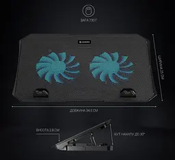 Охолоджувальна підставка для ноутбука до 15.6 дюйма GamePro GPCP-413 2xUSB 2xfans - мініатюра 9