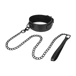 Нашийник з повідцем Bedroom Fantasies Faux Leather Collar & Chain - мініатюра 1