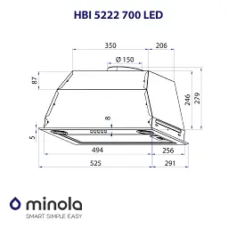 Витяжка повновбудована Minola HBI 5222 BLF 700 LED - мініатюра 10