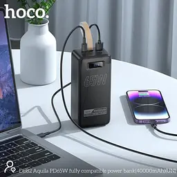 Зовнішній акумулятор Hoco DB82 Aquila PD65W 40000mAh чорний - мініатюра 4