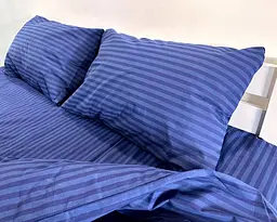Постільна білизна LARA бязь-страйп Dark Blue d11298e євро - мініатюра 2