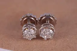 Сережки гвоздики з білого золота з діамантами S-0075