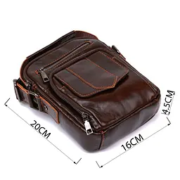 Сумка мужская из кожи Vintage 20691 коричневая - миниатюра 4