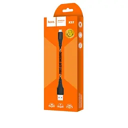 Кабель Hoco X32 Pisces Cable USB to MicroUSB 2A 1m Black - мініатюра 2