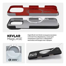 Защитный чехол для Apple iPhone 16 Pro Max, BlackIcon Kevlar MagCase, кевларовый, черный, панель, накладка с поддержкой MagSafe, противоударный, защита всего корпуса, усиленные углы, совместим с беспроводной зарядкой, ArmorStandart (ARM88535) - мініатюра 8