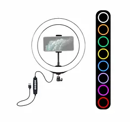 Кільцева LED лампа 26см RGB 8 кольорів зі штативом 2 метри кільцеве світло для блогерів вологерів візажистів - мініатюра 2