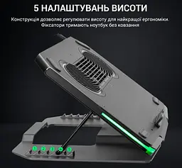 Охолоджувальна підставка для ноутбука GamePro GPCP-1540 RGB 2xUSB 3xfans до 17 дюймів - мініатюра 7