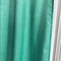 Легкі лляні штори бірюзового кольору 2шт. 150х270 з білим шифоновим тюлем 400х270, на тасьмі ALBO pbe0052629 - мініатюра 3