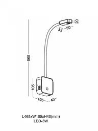 Бра з USB Kloodi DECO WA-SNAKE SQ565 3K BK - мініатюра 2