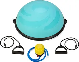 Балансувальна півсфера Gymtek Flex Core Half Ball 58см з еспандерами + насос блакитний