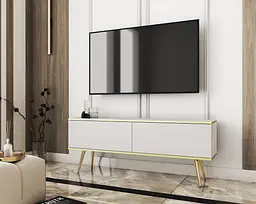 Тумба під телевізор Perfect Home Оро / Oro 2-дверна з золотими ніжками RTV135 Білий (PFH-091313)