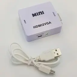 Конвертер адаптер з HDMI в VGA перехідник перетворювач із зовнішнім живленням для Т2 аналого-цифрове перетворення 1080P відео та аудіо UKC білий - мініатюра 2