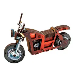 Дитячий дерев'яний 3D конструктор Турбо байк PuzzleOk Puz-00961 91 деталь - мініатюра 4