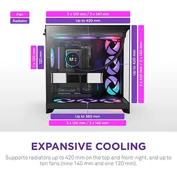 Корпус NZXT H9 Flow RGB Tempered Glass без БЖ Black (CM-H92FB-R1) - мініатюра 4