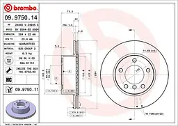 Диск гальмівний передній вентильований Bmw 1 03-13р Brembo (09.9750.11) - мініатюра 2