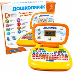 Дитячий розвиваючий ноутбук Дошколярик українською мовою літери, цифри, звуки, слова, пісні та вірші 3+