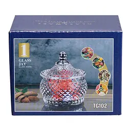 Цукорниця скляна Glass Jay з кришкою в східному стилі, diamonds Yiwu HP-YH-4 - мініатюра 5