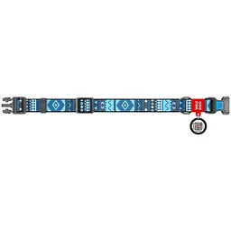 Нашийник для собак Waudog Nylon Етно синій, з QR паспортом, пластиковый фастекс, M, 24-40х2 см - мініатюра 2