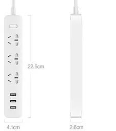 Подовжувач XiaomiXiaomi Power Strip (3 розетки + 3 USB-port) White (XMCXB01QM) (NRB4027CN) - мініатюра 2