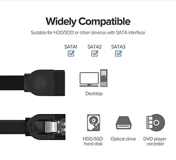 Кабель Ugreen Angled SATA 3 Data Cable 0.5m Black US217 (30797) - мініатюра 7