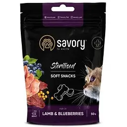 М'які ласощі Savory для здоров'я стерилізованих котів ягня із чорницями 50 г