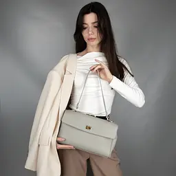 Сумка шкіряна жіноча Virginia Conti 03835 сіра на застібці - мініатюра 2