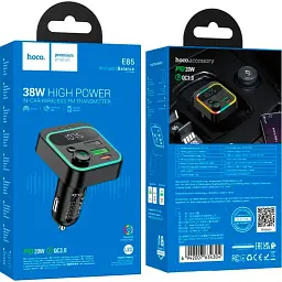FM-трансмітер Hoco E85 Tiger PD20W+QC3.0 Black [129643] - мініатюра 6