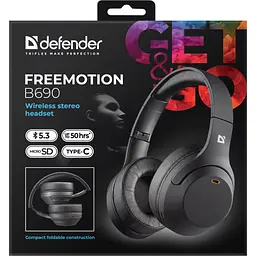 Навушники бездротові Defender FreeMotion B690, Bluetooth+3,5мм, Чорний - мініатюра 7
