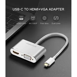 Перехідник UGREEN MM123 USB Type C to HDMI + VGA Converter Білий (30843) - мініатюра 2