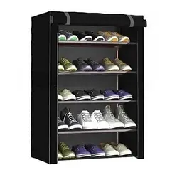 Шафа тканинна для зберігання взуття чорний каркасний стелаж Combination Shoe Frame 60X30X90