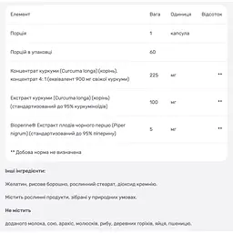 Куркума з біоперином Mason Natural 1000 мг 60 капсул - мініатюра 3