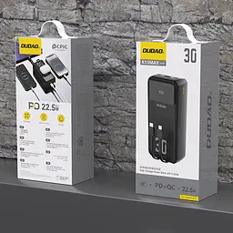 УМБ Dudao 30000mAh K15 MAX 22,5W PD,QC, USB-A, Lightning, USB-C In/Out, with USB-C/Lightning cables - мініатюра 2