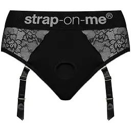 Мереживні труси для страпону з підв'язками для панчох Strap-On-Me DIVA HARNESS - M