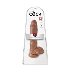 Фалоімітатор King Cock With Balls 10" 25 см коричневий - мініатюра 6