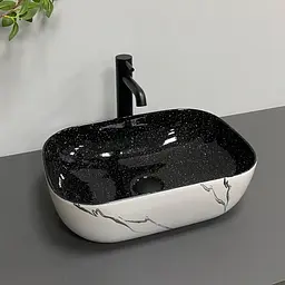 Умивальник VBI Ravenna white black marmo накладний VBI-011230, Чорний матовий - мініатюра 2