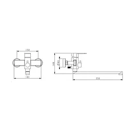 Змішувач для ванни Lidz Luna 005 (з душовим гарнітуром) (k35) LDLUN005NKS46093 Nickel Нержавіюча сталь - мініатюра 2