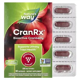 Біоактивна журавлина з пробіотиками Nature's Way CranRx Bioactive Cranberry 500 mg вітамін С, 30 капсул для підтримки сечовивідної системи