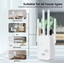 Бездротовий Wi-Fi підсилювач-повторювач (репітер) сигналу 300 Мбіт/с, 2.4 ГГц, з подовженням радіусу дії - мініатюра 7
