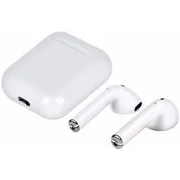 Бездротові блютуз навушники TWS i12 з боксом для заряджання White (au044-hbr) - мініатюра 4