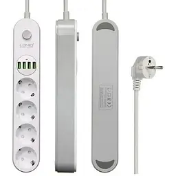 Мережевий фільтр LDNIO SE4432 подовжувач 4 розетки 4 USB 2 м білий - мініатюра 3