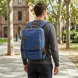 Рюкзак текстильний дорожній унісекс на два відділення 20613 Vintage синій - мініатюра 2