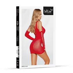 Плаття Dress 3023 червоне зі знімними рукавами SoftLine - мініатюра 3